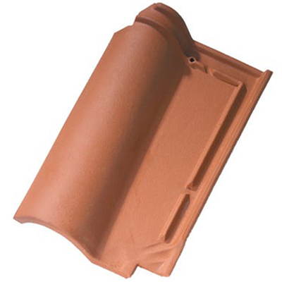 Tuile en terre cuite - Romane Sans - double emboîtement grand moule fortement galbée - Rouge