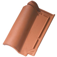 Tuile en terre cuite - Romane Sans - double emboîtement grand moule fortement galbée - Rouge