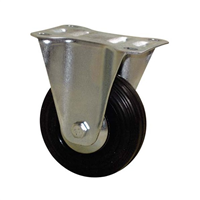 Roulette sur platine fixe bandage caoutchouc noir diamètre 125 mm