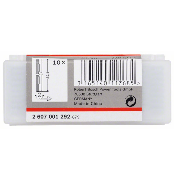 Fer réversible pour rabot Bosch carbure tranchant droit 82,4 x 5,5 x 1,1 mm lot de 10