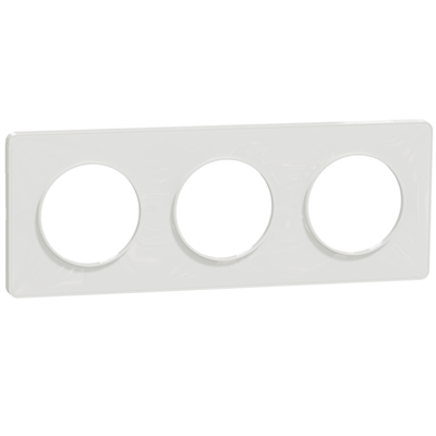Plaque de finition triple Schneider Odace Touch pour 3 postes encastrés - blanc brillant RAL 9003