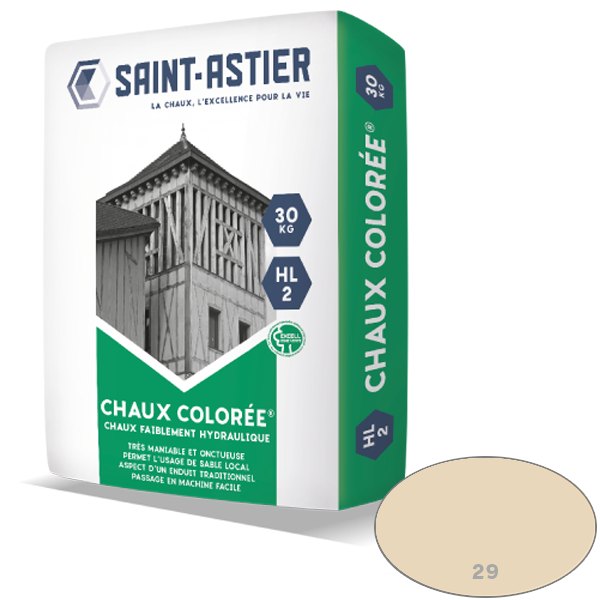 Chaux naturelle colorée Saint Astier HL 2 - Teinte 029 brun clair - sac de 30 KG