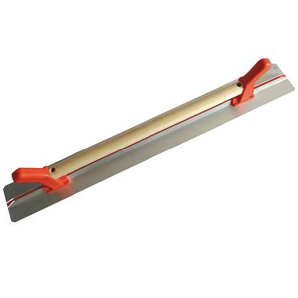 Règle à dresser les enduits en aluminium lisse sans dent - Poignée bois - Longueur 1,20 m