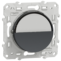 Poussoir avec porte-étiquette Schneider Odace à encastrer - support de fixation à visser - anthracite - 10A 250V