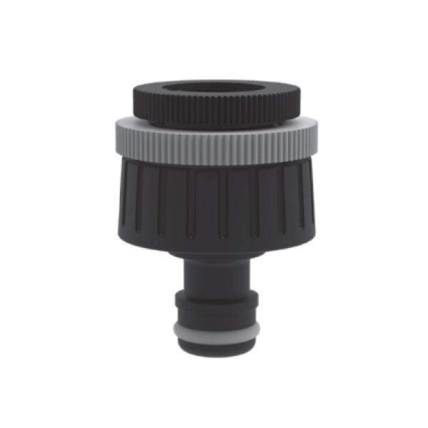 Raccord nez de robinet multi-filetage Fitt - 20 x 27 mm 15 x 21 mm - Plastique noir