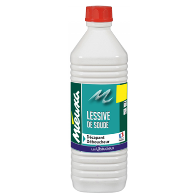 Lessive de soude pour décapage, décollage et débouchage - Mieuxa - Bouteille 1L