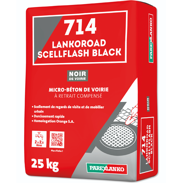 Micro-béton de voirie noir à retrait compensé LANKOROAD SCELLFLASH BLACK 714 - Sac de 25 KG