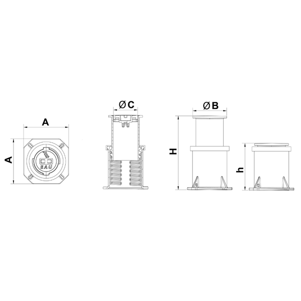 Bouche à clé Carrée réhaussable en fonte - hauteur de réglage 110 mm - pour réseau eau potable