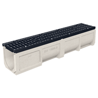 Caniveau en béton polymère MEADRAIN EN 1500 avec feuillures fonte et grille fonte D400 - Largeur 150,0 mm - Longueur 1 m