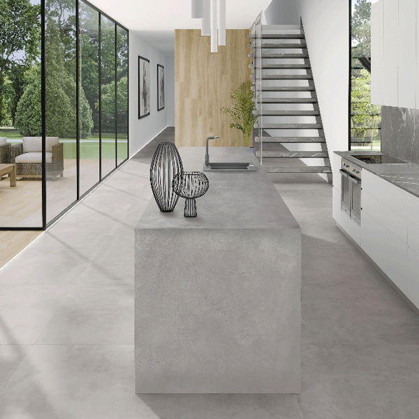 Carrelage sol intérieur effet ciment en grès cérame rectifié - Cosmopolita - 60 x 60 cm - ép. 9 mm - Silver