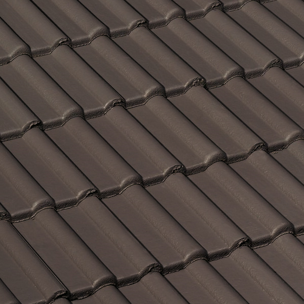 Tuile béton Double Romane - grand moule faible relief - Monier - 42 x 33 cm - Brun