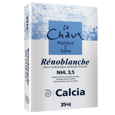 Chaux hydraulique blanche naturelle Rénoblanche NHL3,5 Calcia - Sac de 35 kg