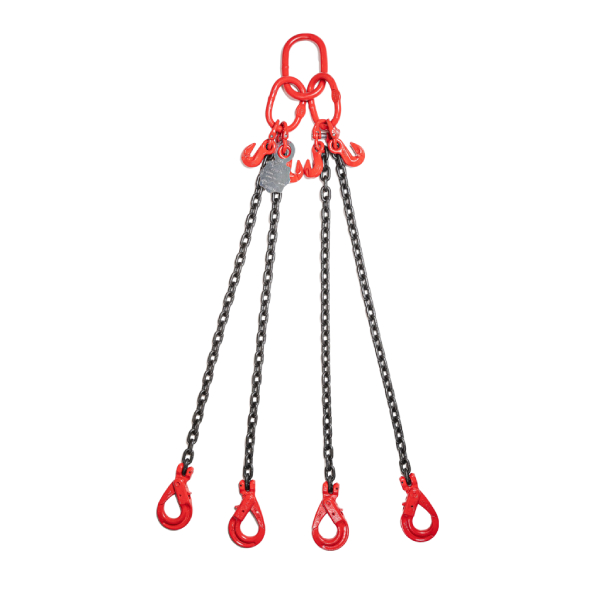 Élingues de levage en chaîne 4 brins : 10,0 mm - 2,00 m - Crochets CSC + Raccourcisseurs - Charge max. 4,75 T / 6,7 T