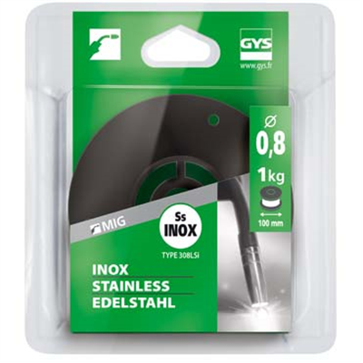 Bobine fil mig inox diamètre 0.8 mm 1kg bobine de diamètre 100 mm GYS 086616