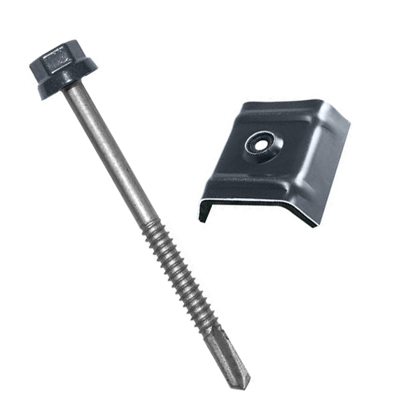 Fixations bacs acier sur poutres IPN - Zacrovis + Cavalier - 5.5 x 85 mm - Gris anthracite - RAL 7016 - boîte de 100