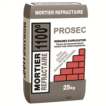 Mortier réfractaire 1100°C - Prosec MR1100 - Sac papier avec film imperméable de 25 kg