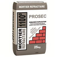 Mortier réfractaire 1100°C - Prosec MR1100 - Sac papier avec film imperméable de 25 kg