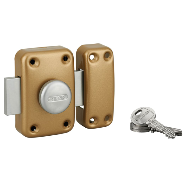 Verrou à cylindre double Capital Thirard epoxy or - cylindre 50 mm - livré avec 3 clés
