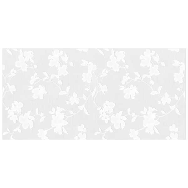 Faïence salle de bain en grès cérame émaillé - Noah blanc mat à motif floral - 60,0 CM x 31,6 CM - ép. 9,50 MM