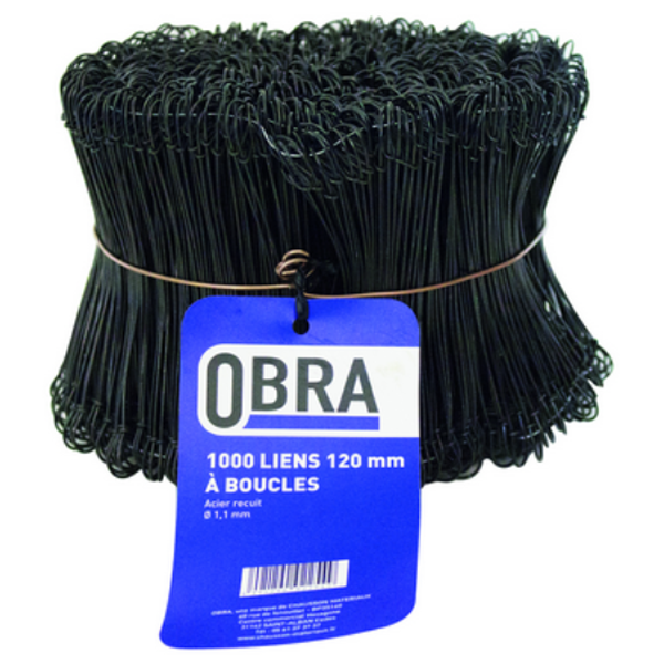 Lien à boucle recuit Obra longueur 120 mm - lot de 1000