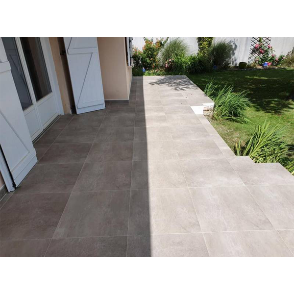 Carrelage sol extérieur effet béton - Ciment Grip - Gris - 45,5 CM x 45,5 CM - Ép.8 MM