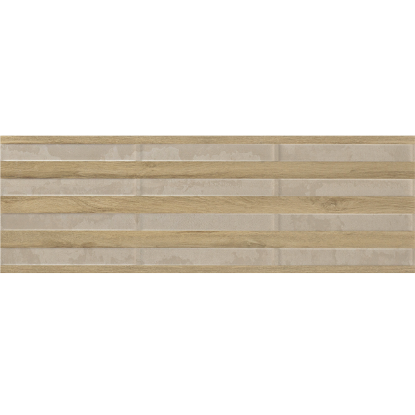 Faïence murale rectifiée effet bois et béton coffré Screen - 30,0 cm x 90,0 cm - ép. 10,00 mm - Taupe mat