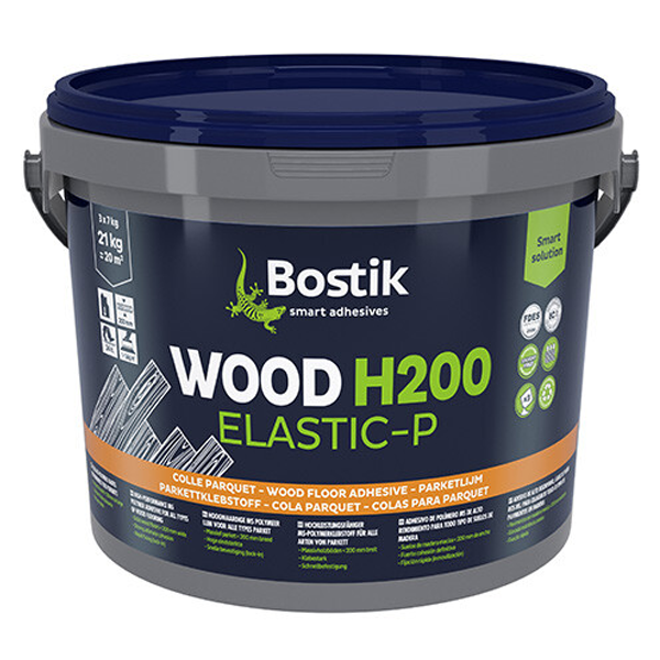 Colle parquet MS polymère Wood H200 Elastic-P - Bostik - Seau 21 kg - 3 sachets de 7 kg