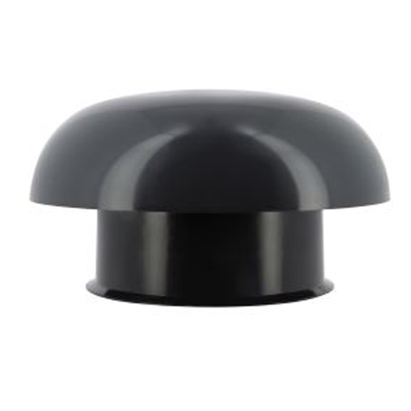 Chapeau de ventilation rond Nicoll - Diamètre 204 mm - Sortie 125 mm - Sans moustiquaire - PVC anti-UV - Gris anthracite