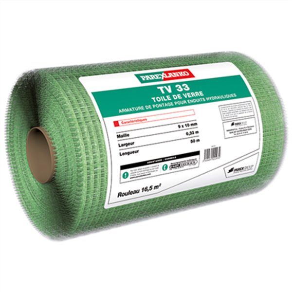 Toile de verre souple TV33 pour le renforcement des enduits hydrauliques - 0.33x50
