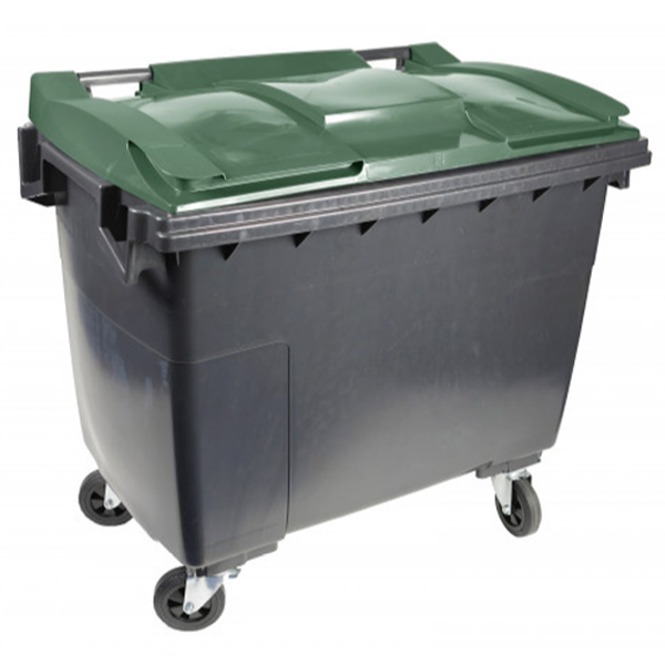 Conteneur poubelle 360 litres TVF 145 kg gris et vert 1090 x 850 x