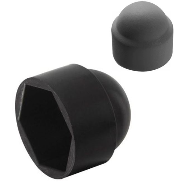 Cache écrou hexagonal en polyéthylène noir pour vis tête H en M18 clé de 27 mm - lot de 100