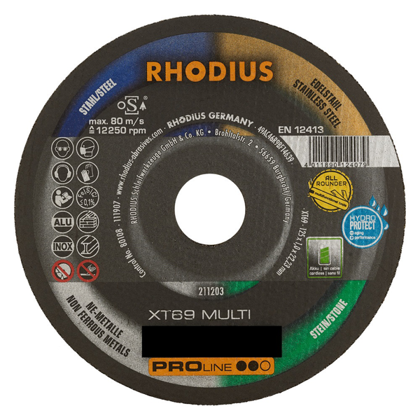 Disque à tronçonner acier et inox XT69 Rhodius 230 x 1.9 x 22.23 mm