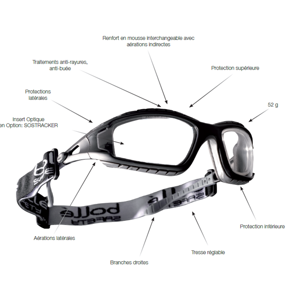 Lunettes de protection monture nylon incolore anti rayures anti buée