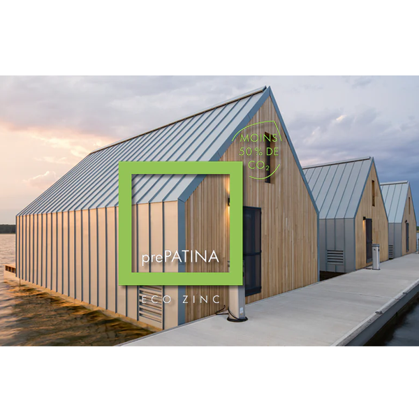 Bobine de zinc prePatina clair Eco Zinc Rheinzink - pour couverture de toit et bardage - ép. 0,65 MM - 0,50 M - longueur 31,00 M