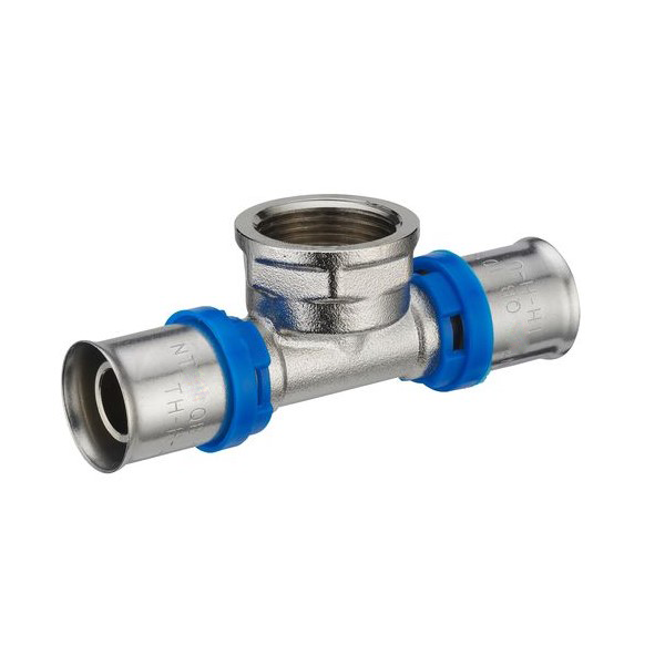 Raccord à sertir Té femelle au centre 1/2" diamètre 16 mm pour tube multicouche TH H U