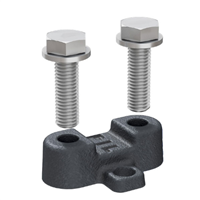 Fixation pour grille de caniveau C250 et D400 - patte fonte et 2 vis / rondelles M12 inox A2 tête H