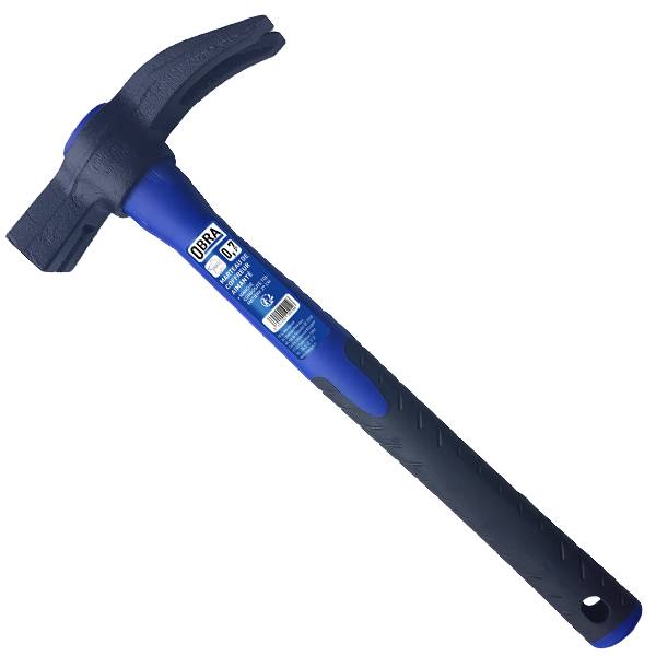 Marteau coffreur 700g avec empreinte porte-clous aimantée - manche tri-matière 37 cm - Obra