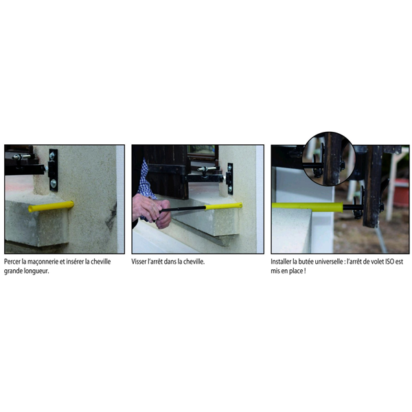 Arrêt de volet ISO pour isolation thermique extérieure - Longueur 320 mm Ø 10 mm  - Acier noir