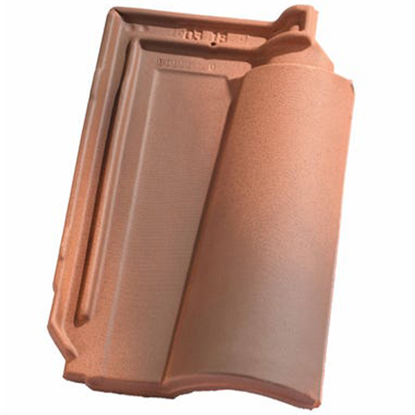 Tuile en terre cuite - Méridionale Poudenx - emboîtement grand moule fortement galbée - Rouge flammé