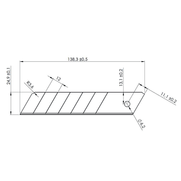 Lame biseautée sécable pour cutter - Edia - Largeur 25 mm - Lot de 10 avec étui distributeur