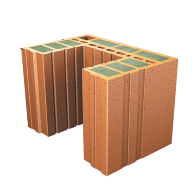 Brique poteau linteau chaînage feuillure auto-isolante - Climamur 36 - réservation 165 x 150 mm - L.249 MM x l.365 MM x H.249 MM