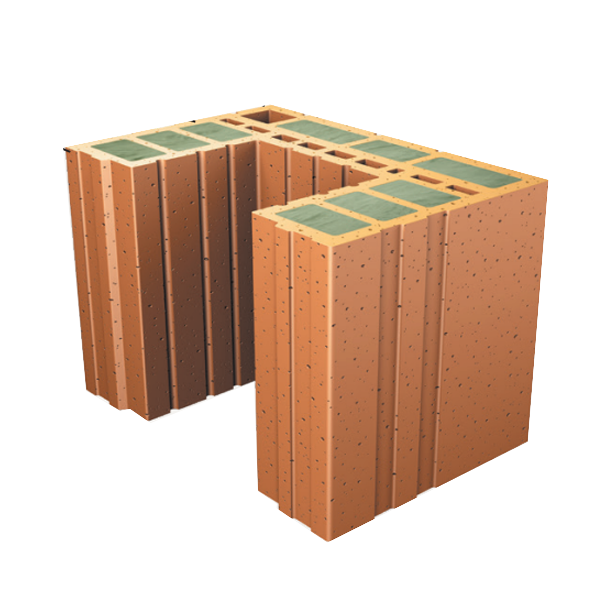 Brique poteau linteau chaînage feuillure auto-isolante - Climamur 36 - réservation 165 x 150 mm - L.249 MM x l.365 MM x H.249 MM