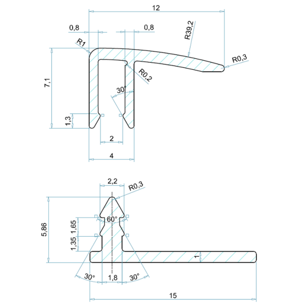 Profilé de bordure à clipser Gerflor pour dalle et panneau mural Revela - alu - 15,0 MM x 6,3 MM - long. 2,60 M
