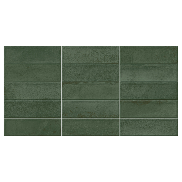 Carrelage mural salle de bain et cuisine - Onyar relief R6 brillant - 31,6 x 60 cm - ép. 9,5 mm - Vert