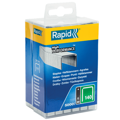 Agrafe en fil plat n°140 Rapid haute performante - acier galvanisé - longueur 6 mm - boîte de 5000