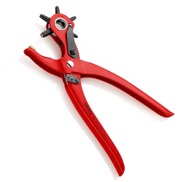 Pince emporte-pièces revolver 90 70 220 Knipex - 6 buses interchangeables - Longueur 220 mm