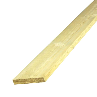 Planche en bois de sapin traité classe 2 Jaune - 100 MM x 27 MM - longueur 3,50 M