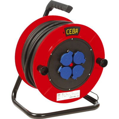 Enrouleur Ceba TRB4 avec 4 prises 3x2.5 câble 40 mètres HO7RN-F 3G2.5 diamètre bobine 330 mm