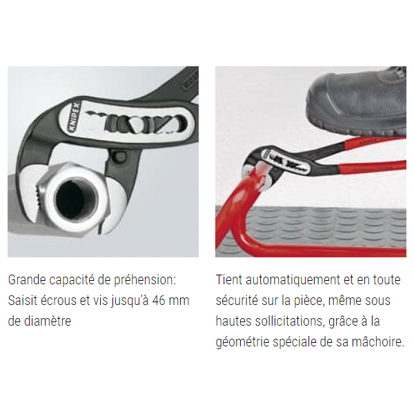 Pince multiprises Alligator Knipex - Cliquet 9 positions - Longueur 180 mm - Poignées gainées