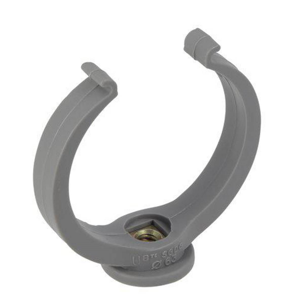 Collier de fixation forme lyre pour système d'évacuation des eaux usées - avec insert P.7/150 - polypropylène gris - Ø63 mm